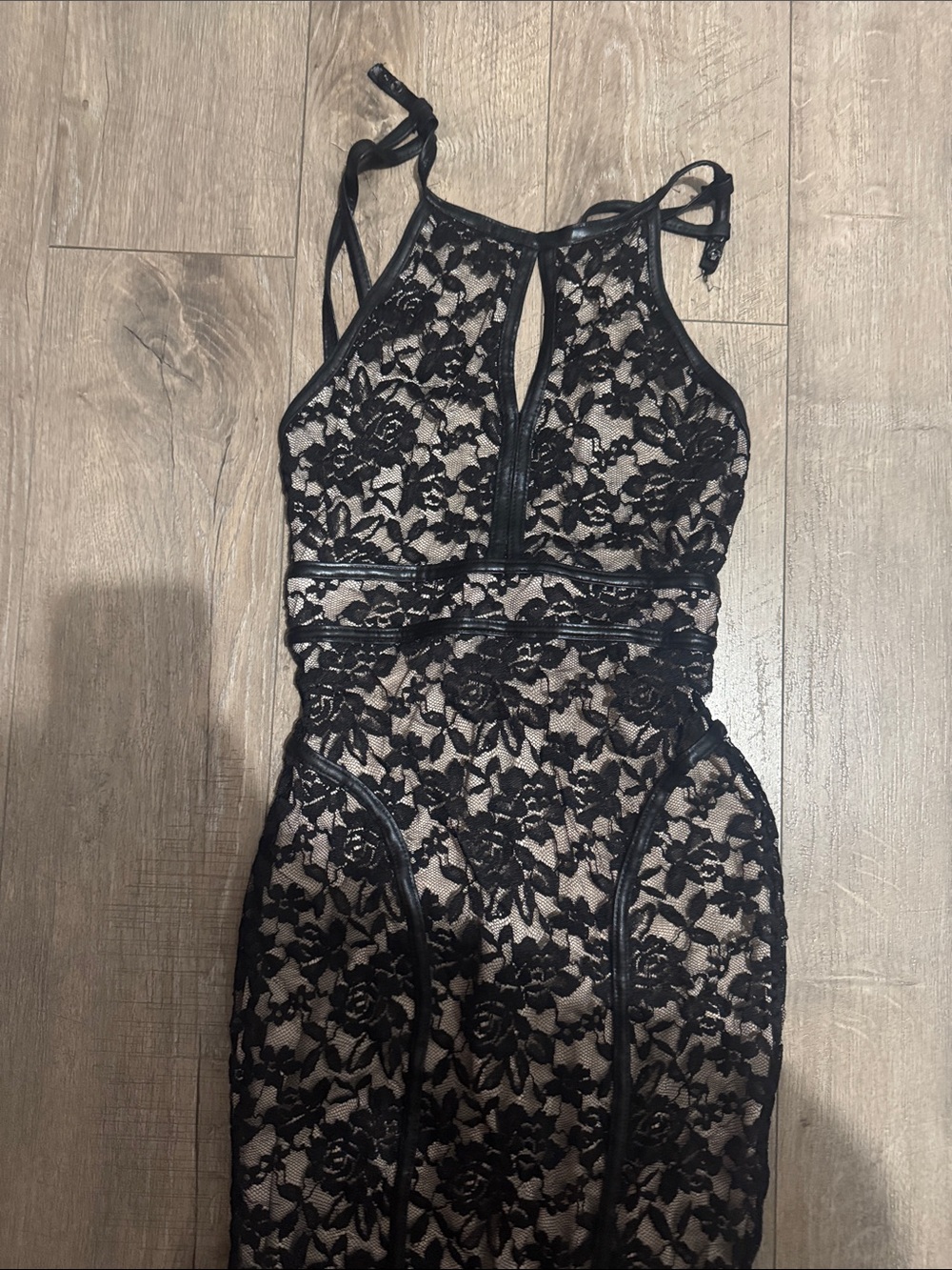 Black Lace Halter Chemise Nightdress